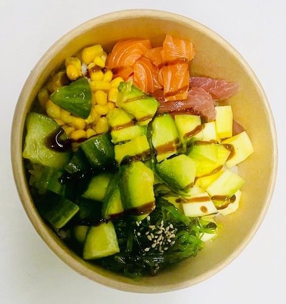 43. Mixed Bowlv (Reis,Avocado,Mango,Gurke,Wakame, Lachs & Thunfisch)